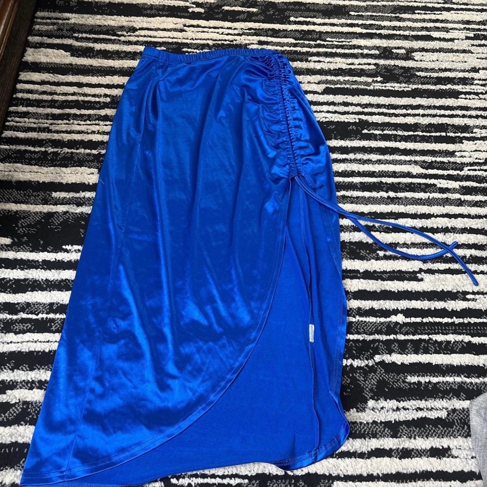 Vibrant Blue Satin Skirt